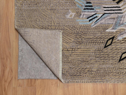 Brown 9'1" x 12'3" Modern and Contemporary Hand knotted Wool/Silk Rug - Sku: O092090