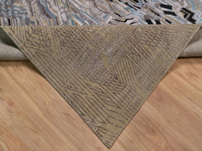 Brown 9'1" x 12'3" Modern and Contemporary Hand knotted Wool/Silk Rug - Sku: O092090