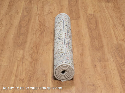 Ivory 4'0" x 5'11" Fine Oriental Hand knotted Wool/Silk Rug - Sku: O092092