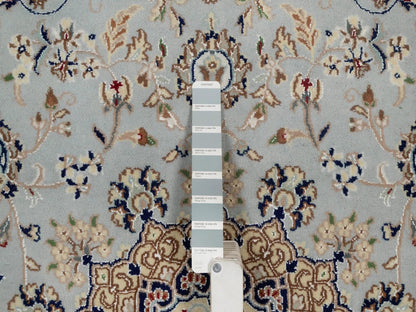 Blue 6'1" x 6'3" Fine Oriental Hand knotted Wool/Silk Rug - Sku: O092093