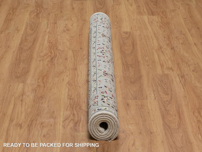 Nain Fine Oriental hand-knotted wool/silk rug in Ivory & Light Blue, 5'10" x 6'1" — SKU O092094 (view 6)
