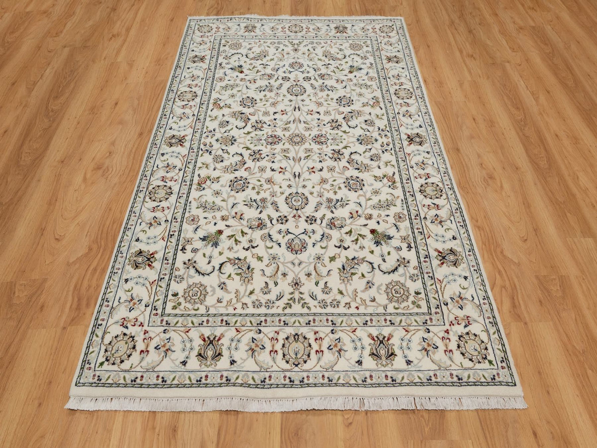 Nain Fine Oriental hand-knotted wool/silk rug in Ivory, 4'10" x 8' — SKU O092095 (view 2)