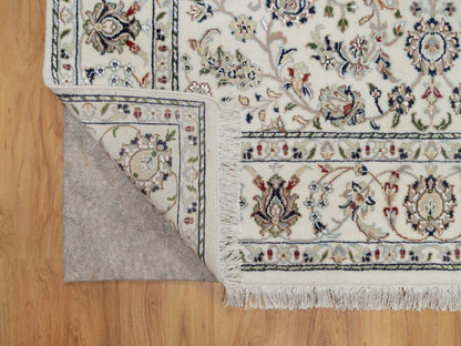 Ivory 5'1" x 5'2" Fine Oriental Hand knotted Wool/Silk Rug - Sku: O092098
