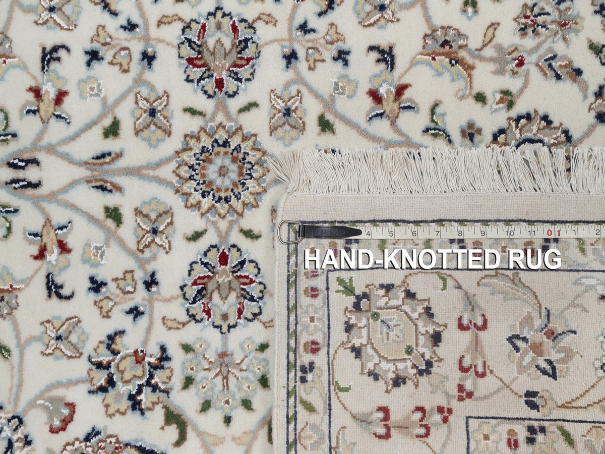 Nain Fine Oriental hand-knotted wool/silk rug in Ivory, 5'1" x 5'2" — SKU O092098 (view 8)