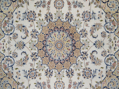 Ivory 6'0" x 6'2" Fine Oriental Hand knotted Wool/Silk Rug - Sku: O092099