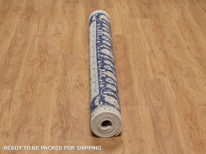 Nain Fine Oriental hand-knotted wool/silk rug in Ivory & Midnight Blue, 6' x 6'2" — SKU O092099 (view 6)