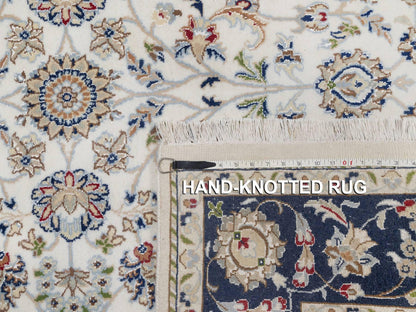 Ivory 5'7" x 5'8" Fine Oriental Hand knotted Wool/Silk Rug - Sku: O092100