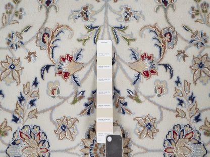 Nain Fine Oriental hand-knotted wool/silk rug in Ivory, 6'7" x 6'10" — SKU O092105 (view 4)
