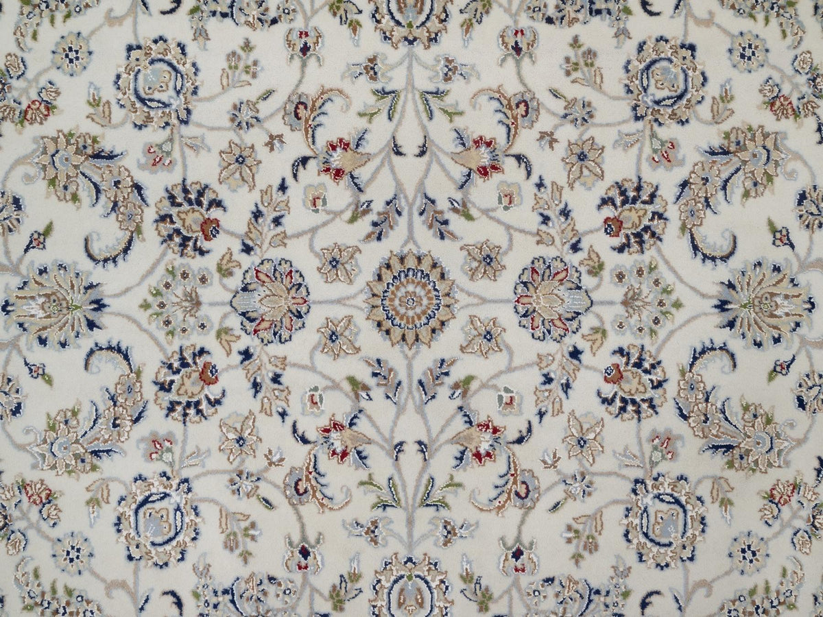 Nain Fine Oriental hand-knotted wool/silk rug in Ivory, 6'7" x 6'10" — SKU O092105 (view 5)