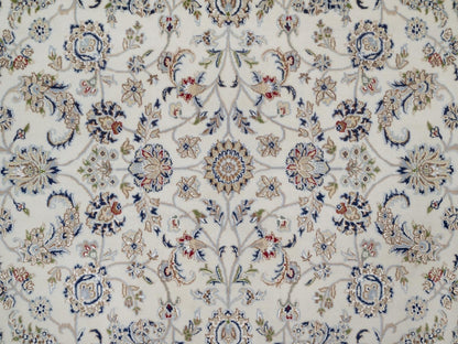 Nain Fine Oriental hand-knotted wool/silk rug in Ivory, 6'7" x 6'10" — SKU O092105 (view 5)