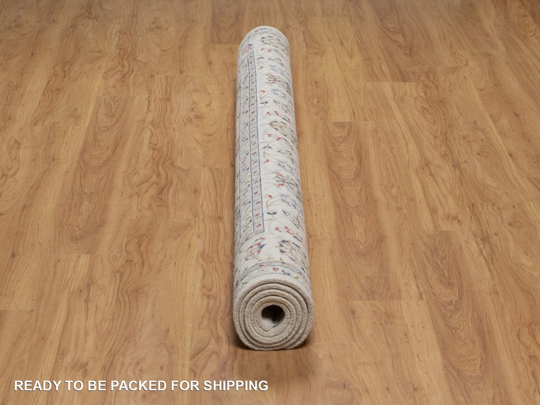 Nain Fine Oriental hand-knotted wool/silk rug in Ivory, 6'7" x 6'10" — SKU O092105 (view 6)