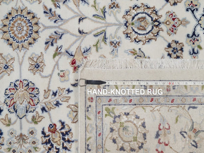 Nain Fine Oriental hand-knotted wool/silk rug in Ivory, 6'7" x 6'10" — SKU O092105 (view 8)