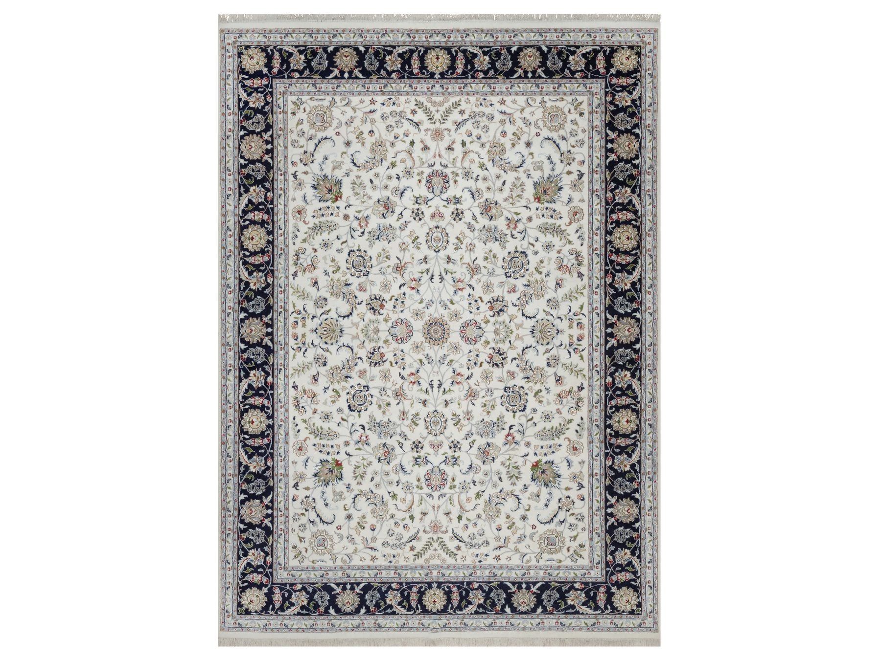 Ivory 8'9" x 12'2" Fine Oriental Hand knotted Wool/Silk Rug - Sku: O092110
