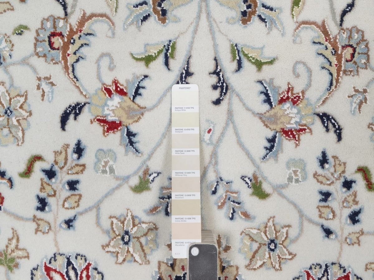 Nain Fine Oriental hand-knotted wool/silk rug in Ivory & Midnight Blue, 8'9" x 12'2" — SKU O092110 (view 7)