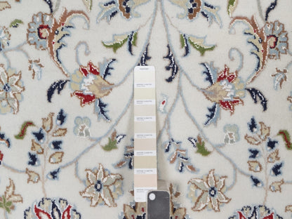 Nain Fine Oriental hand-knotted wool/silk rug in Ivory & Midnight Blue, 8'9" x 12'2" — SKU O092110 (view 7)