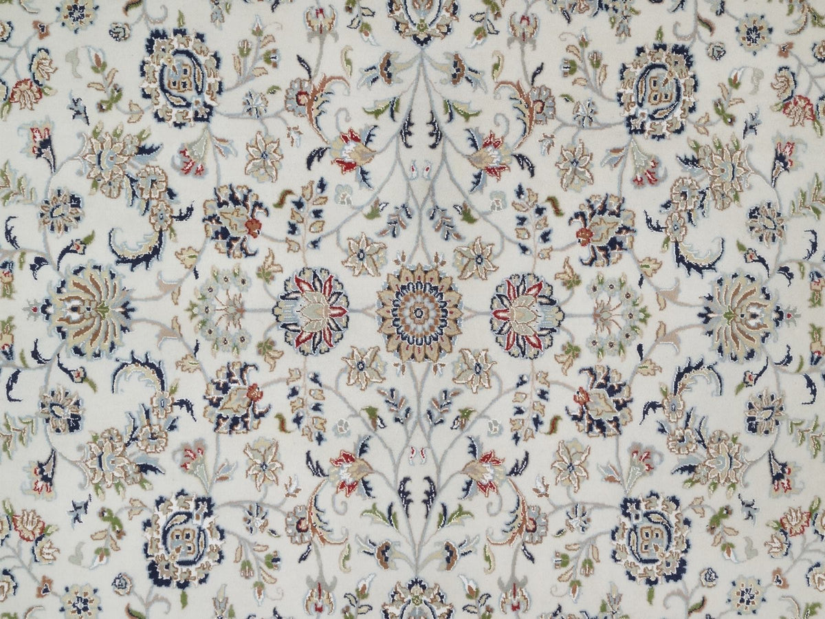 Nain Fine Oriental hand-knotted wool/silk rug in Ivory & Midnight Blue, 8'9" x 12'2" — SKU O092110 (view 8)