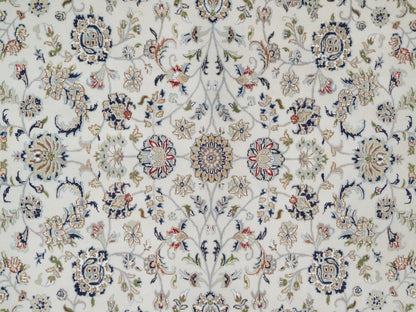 Nain Fine Oriental hand-knotted wool/silk rug in Ivory & Midnight Blue, 8'9" x 12'2" — SKU O092110 (view 8)