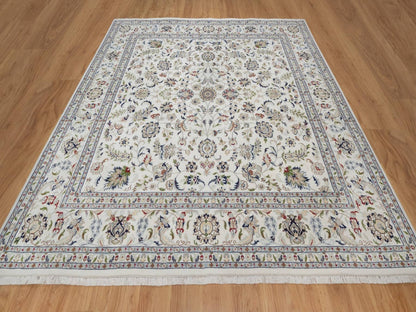Ivory 9'10" x 10'2" Fine Oriental Hand knotted Wool/Silk Rug - Sku: O092111