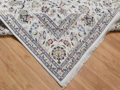 Ivory 9'10" x 10'2" Fine Oriental Hand knotted Wool/Silk Rug - Sku: O092111