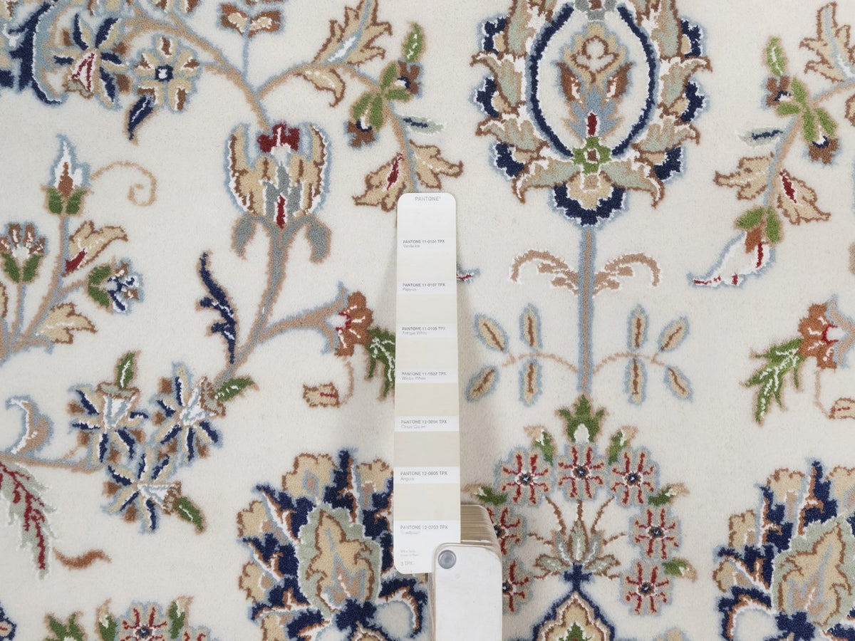 Nain Fine Oriental hand-knotted wool/silk rug in Ivory & Midnight Blue, 10'2" x 14'1" — SKU O092114 (view 7)