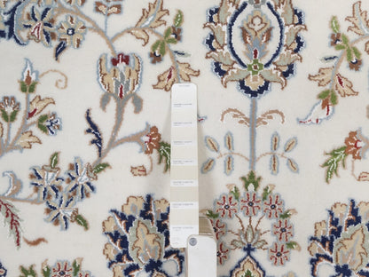 Nain Fine Oriental hand-knotted wool/silk rug in Ivory & Midnight Blue, 10'2" x 14'1" — SKU O092114 (view 7)