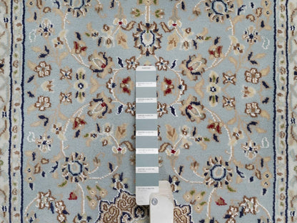 Blue 2'9" x 14'1" Fine Oriental Hand knotted Wool/Silk Rug - Sku: O092115