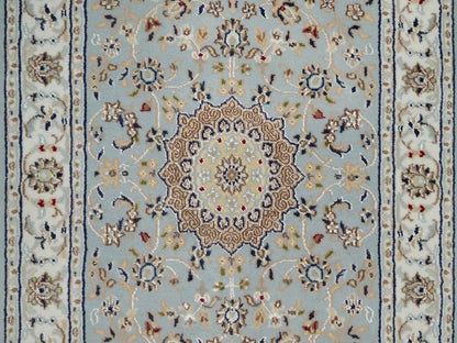 Blue 2'9" x 14'1" Fine Oriental Hand knotted Wool/Silk Rug - Sku: O092115