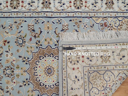 Blue 2'9" x 14'1" Fine Oriental Hand knotted Wool/Silk Rug - Sku: O092115