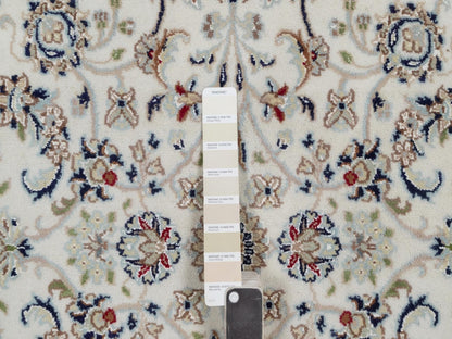 Nain Fine Oriental hand-knotted wool/silk rug in Ivory & Light Blue, 4'1" x 4'2" — SKU O092118 (view 4)