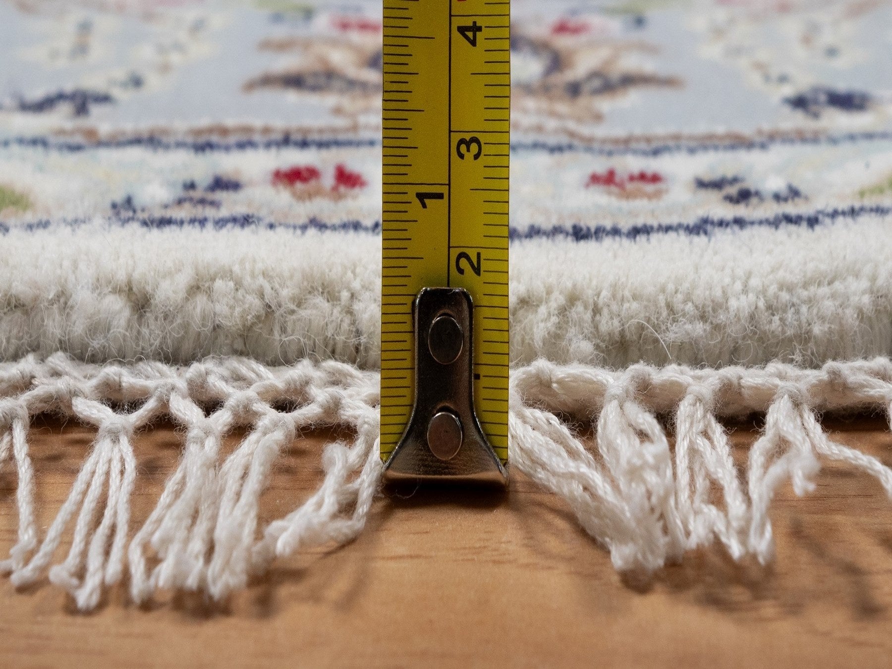 Nain Fine Oriental hand-knotted wool/silk rug in Ivory & Light Blue, 4'1" x 4'2" — SKU O092118 (view 7)