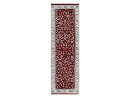 Nain Fine Oriental hand-knotted wool/silk runner in Red & Ivory, 2'7" x 8'3" — SKU O092119