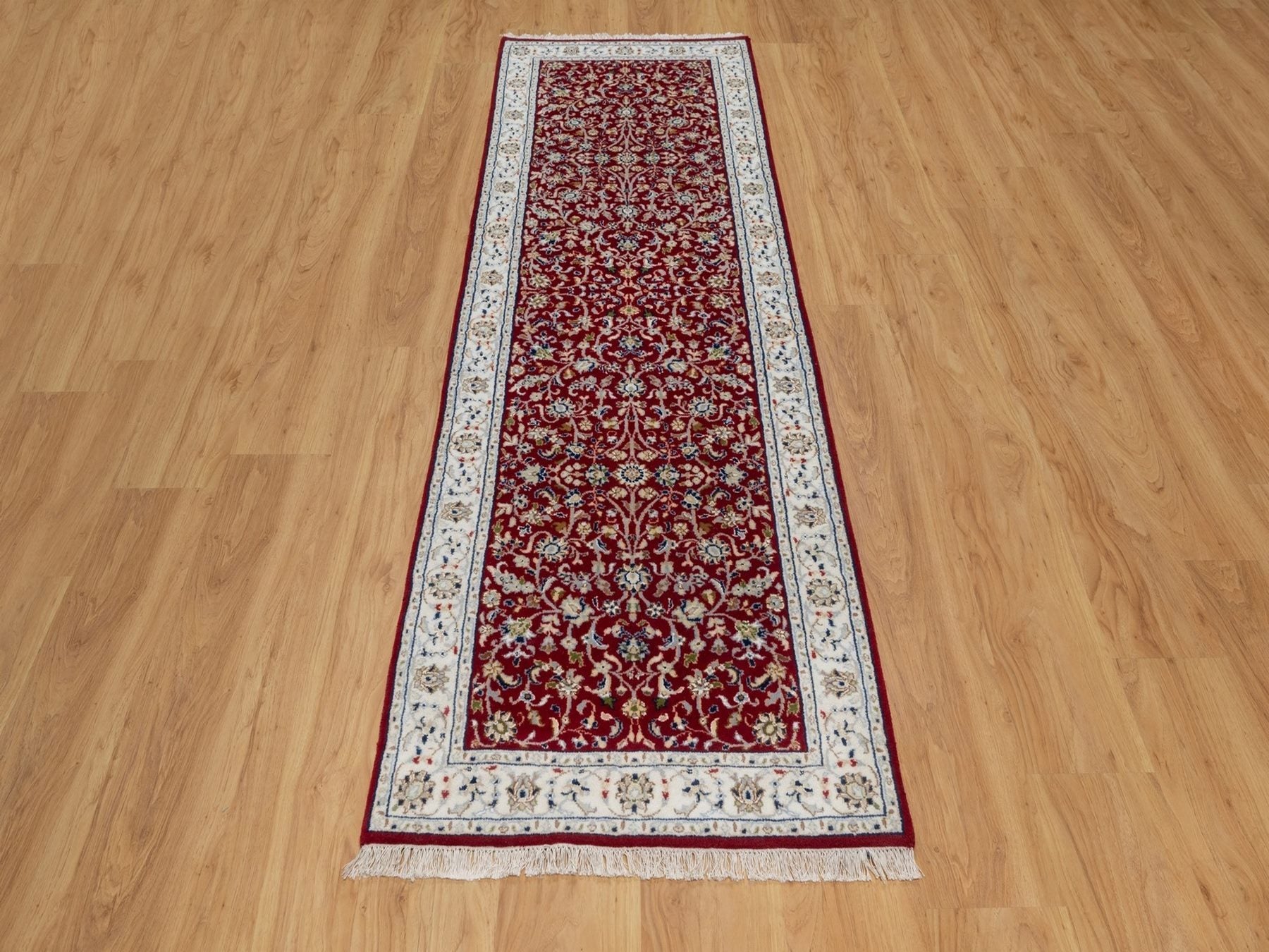 Red 2'7" x 8'3" Fine Oriental Hand knotted Wool/Silk Rug - Sku: O092119