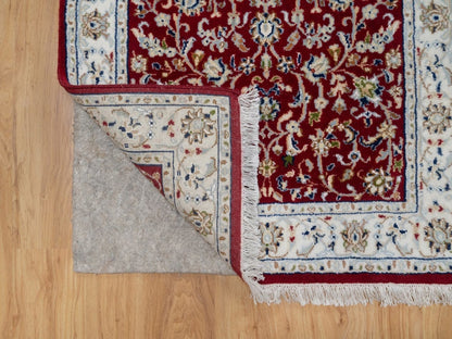 Nain Fine Oriental hand-knotted wool/silk runner in Red & Ivory, 2'7" x 8'3" — SKU O092119 (view 3)