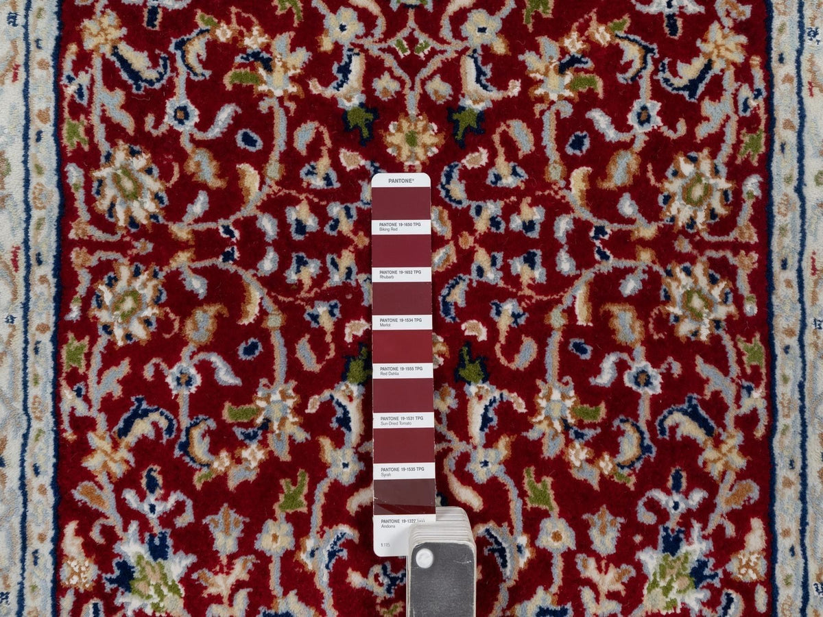 Nain Fine Oriental hand-knotted wool/silk runner in Red & Ivory, 2'7" x 8'3" — SKU O092119 (view 4)