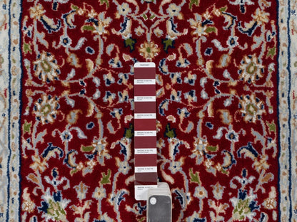Nain Fine Oriental hand-knotted wool/silk runner in Red & Ivory, 2'7" x 8'3" — SKU O092119 (view 4)