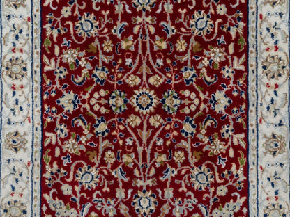 Nain Fine Oriental hand-knotted wool/silk runner in Red & Ivory, 2'7" x 8'3" — SKU O092119 (view 5)