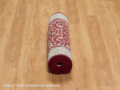 Nain Fine Oriental hand-knotted wool/silk runner in Red & Ivory, 2'7" x 8'3" — SKU O092119 (view 6)