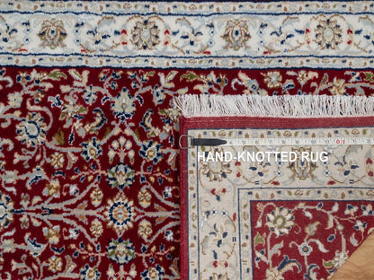 Nain Fine Oriental hand-knotted wool/silk runner in Red & Ivory, 2'7" x 8'3" — SKU O092119 (view 8)