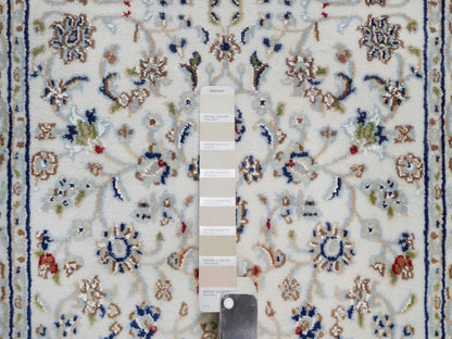 Nain Fine Oriental hand-knotted wool/silk runner in Ivory, 2'6" x 21'5" — SKU O092129 (view 4)