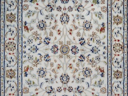 Nain Fine Oriental hand-knotted wool/silk runner in Ivory, 2'6" x 21'5" — SKU O092129 (view 5)