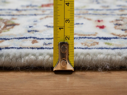 Nain Fine Oriental hand-knotted wool/silk runner in Ivory, 2'6" x 21'5" — SKU O092129 (view 7)