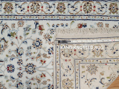 Nain Fine Oriental hand-knotted wool/silk runner in Ivory, 2'6" x 21'5" — SKU O092129 (view 8)