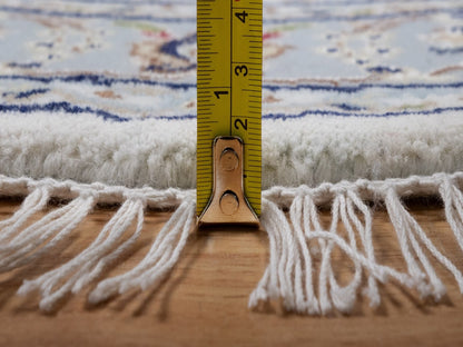 Nain Fine Oriental hand-knotted wool/silk rug in Ivory & Light Blue, 3'3" x 3'3" — SKU O092131 (view 7)