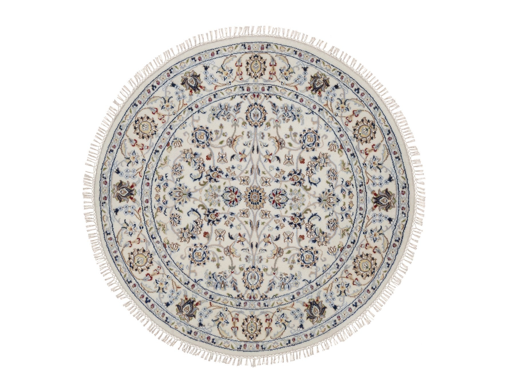 Nain Fine Oriental hand-knotted wool/silk rug in Ivory, 4'1" x 4'1" — SKU O092132