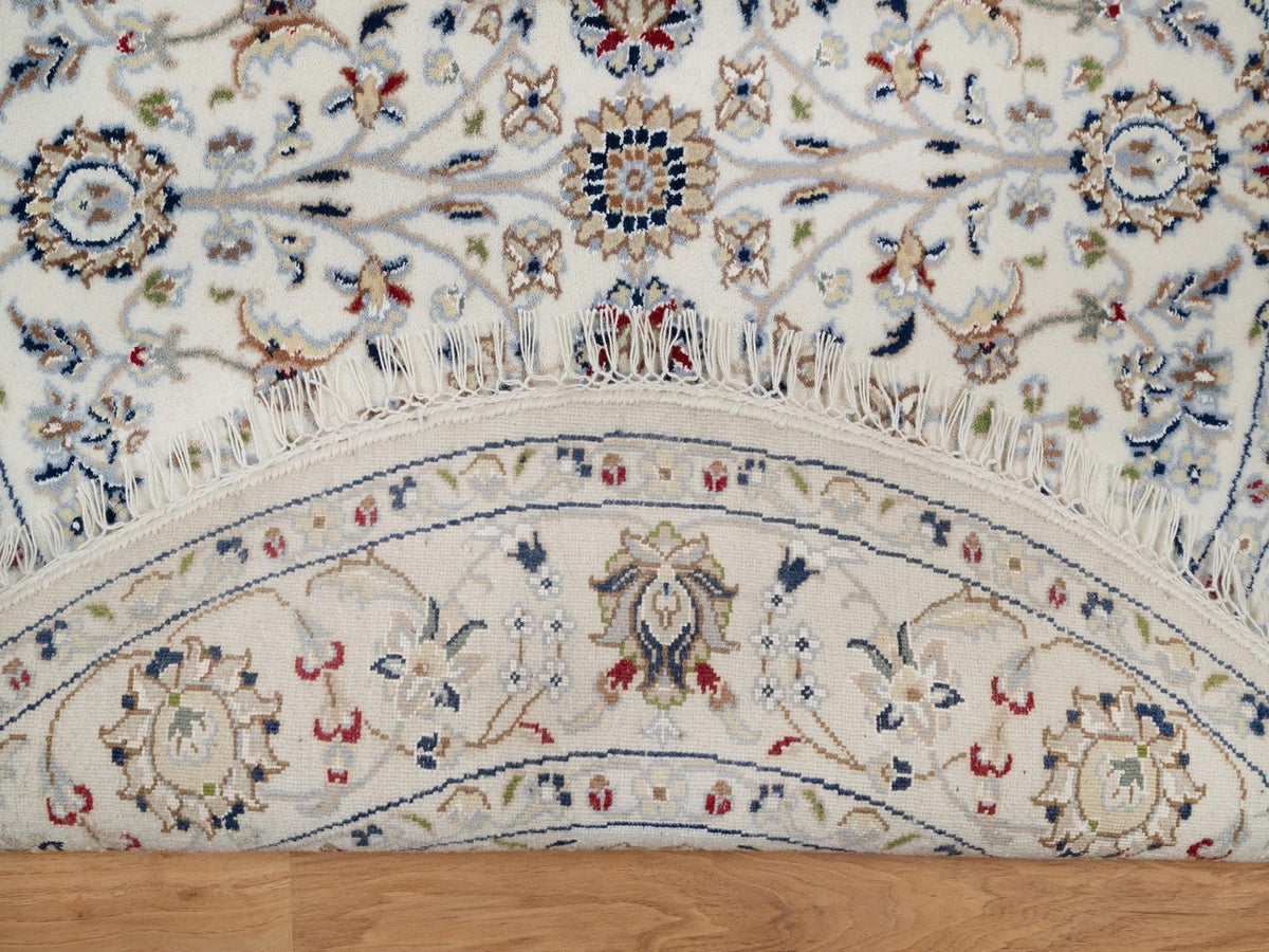 Nain Fine Oriental hand-knotted wool/silk rug in Ivory, 4'1" x 4'1" — SKU O092132 (view 3)