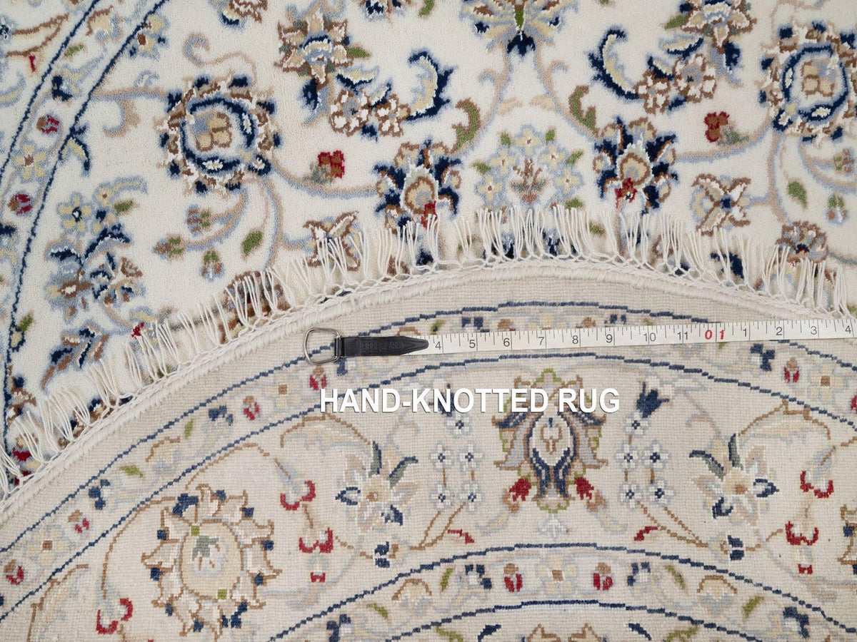 Nain Fine Oriental hand-knotted wool/silk rug in Ivory, 4'1" x 4'1" — SKU O092132 (view 8)
