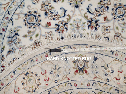 Nain Fine Oriental hand-knotted wool/silk rug in Ivory, 4'1" x 4'1" — SKU O092132 (view 8)