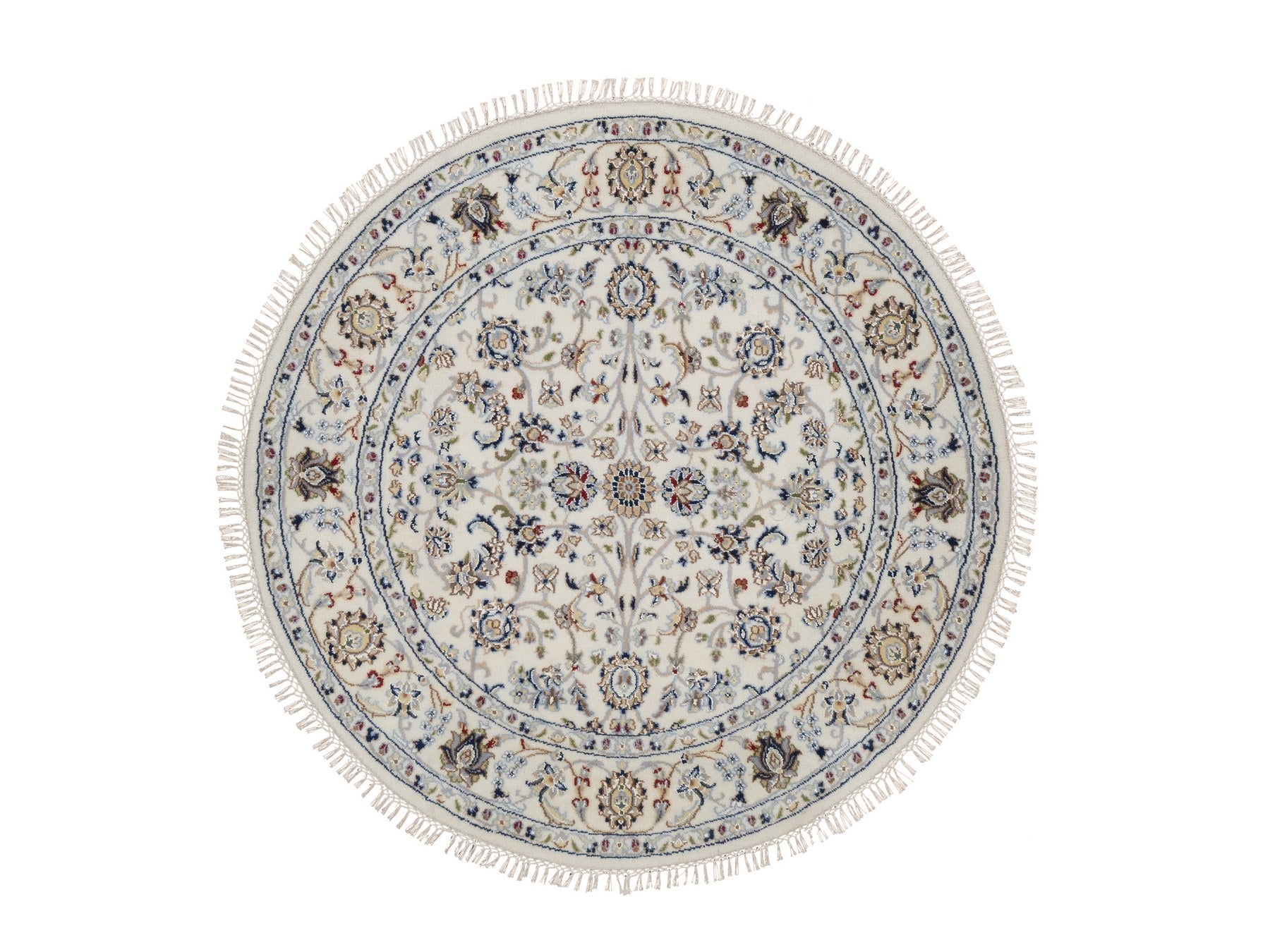 Nain Fine Oriental hand-knotted wool/silk rug in Ivory, 4'1" x 4'2" — SKU O092133