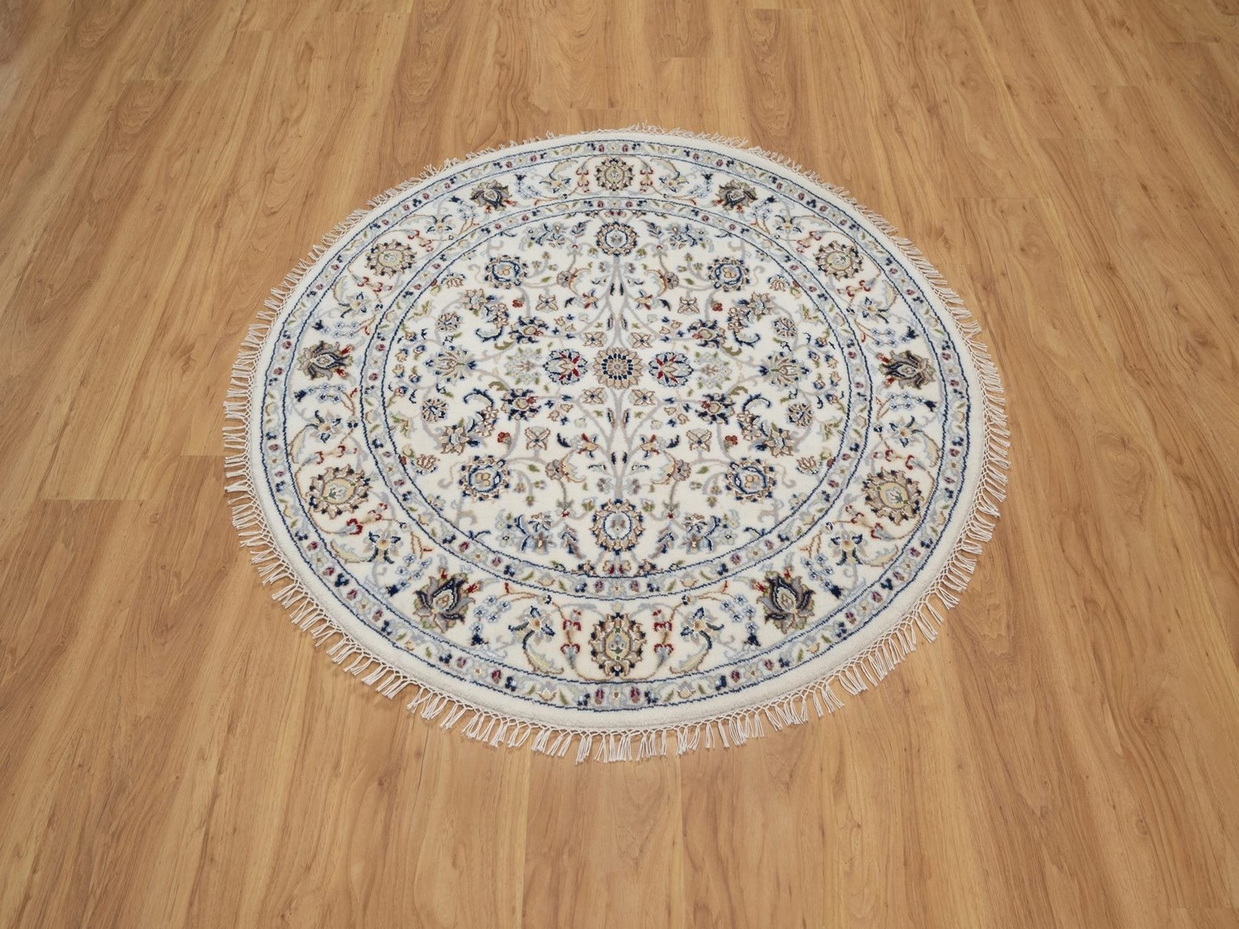 Nain Fine Oriental hand-knotted wool/silk rug in Ivory, 4'1" x 4'2" — SKU O092133 (view 2)