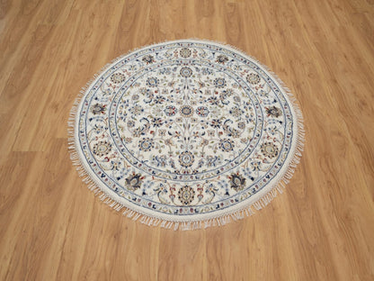 Nain Fine Oriental hand-knotted wool/silk rug in Ivory, 4'1" x 4'2" — SKU O092133 (view 2)